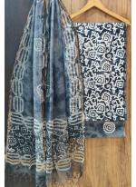 Cotton Blue Casual Wear Printed Dress Material